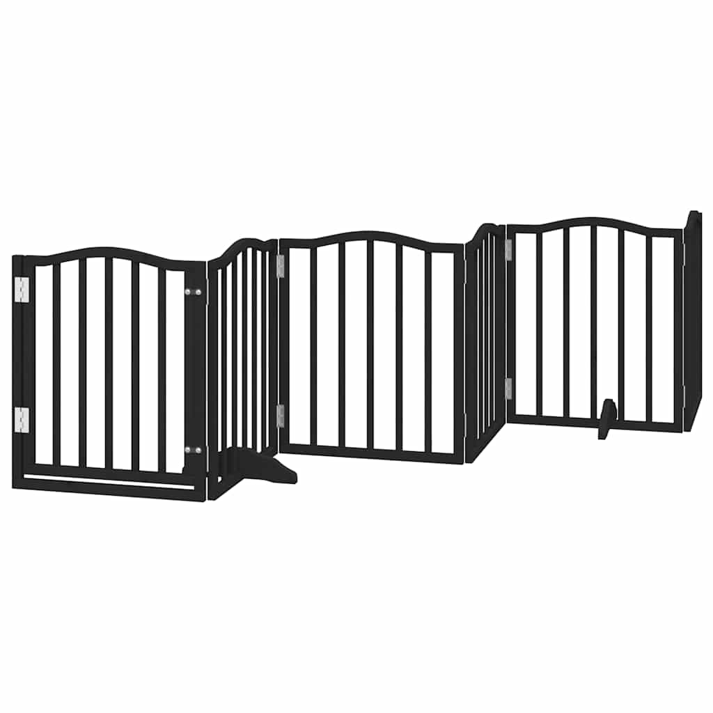 9 Piece Foldable Black Dog Gate 450 cm Poplar Wood