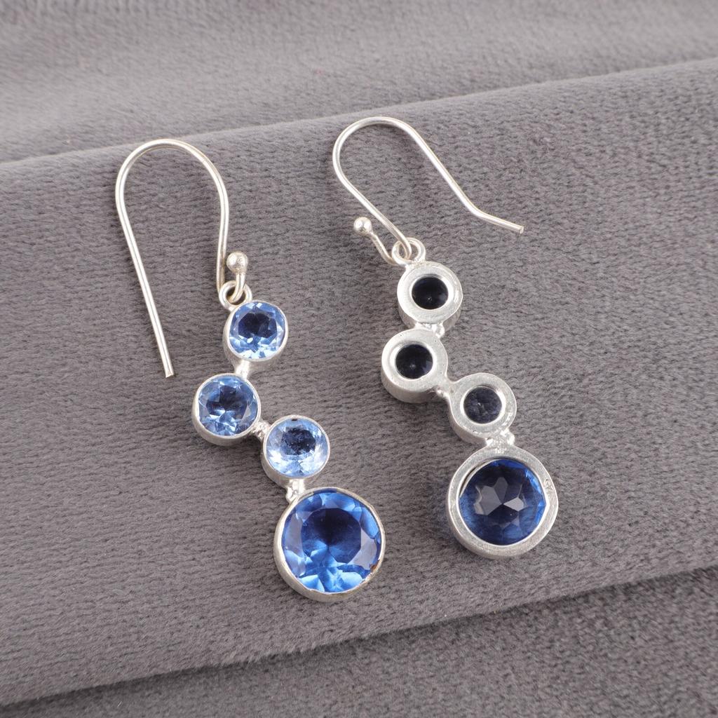 Tanzanite Gemstone Earrings  925 Solid Silver Handmade Jewelry Anniversary Gift EE-161-11