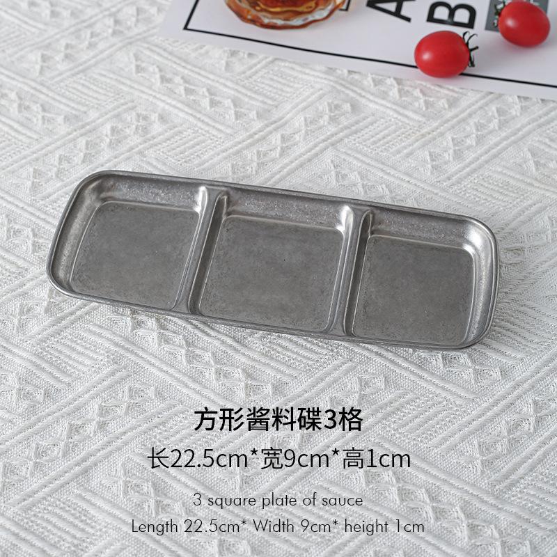 Korean Style Stainless Steel Seasoning Plate Sauce Dish Hot Pot Seasoning Roast Meat Sauce Western Restaurant BBQ Tableware