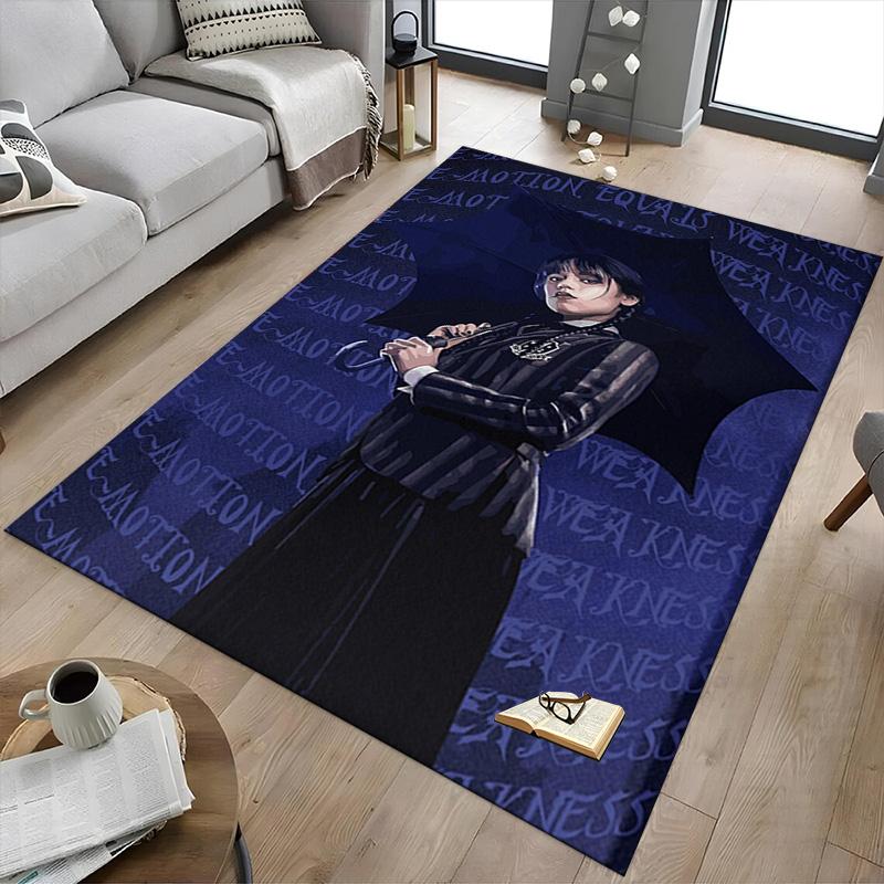1pc Wednesday Addams Mystery Carpet for Playroom Bedroom Living Room Sofa Home Decor,kids Game Area Rug Non-slip Floor Mat Y82682