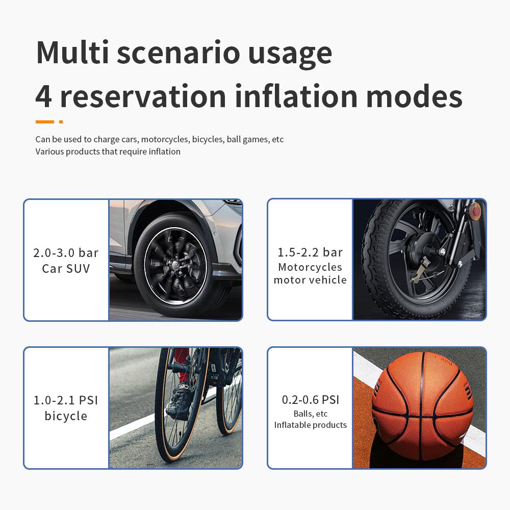 Portable Inflator Compressor Pump With LED Lamp Car Motorcycle Bicycle Tyre Wireless Electric Portable Air Compressor For Car