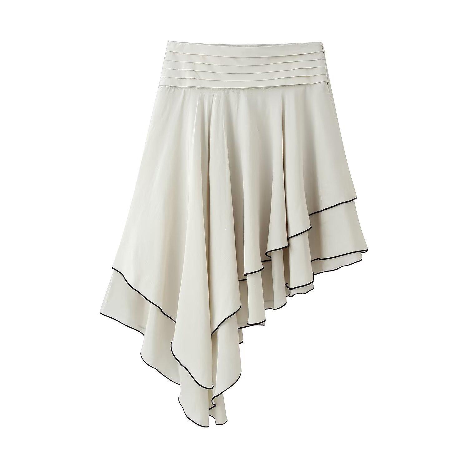 European and American style, new women s clothing, foreign style, versatile, fashionable laminated asymmetrical skirt XS абрикосовый