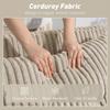 Corduroy Click Clack Sleeper Sofa with Pull Out Design, 2 Seater Sofa Bed, Cream White