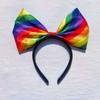 Fabric Art Rainbow Bowknot Hair Hoop Colorful Party Head Hoop Rainbow Bow Headband  Party Supplies