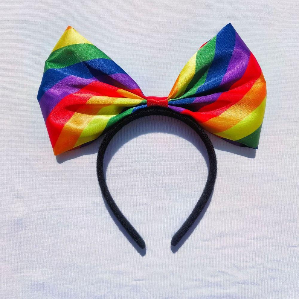 Fabric Art Rainbow Bowknot Hair Hoop Colorful Party Head Hoop Rainbow Bow Headband  Party Supplies