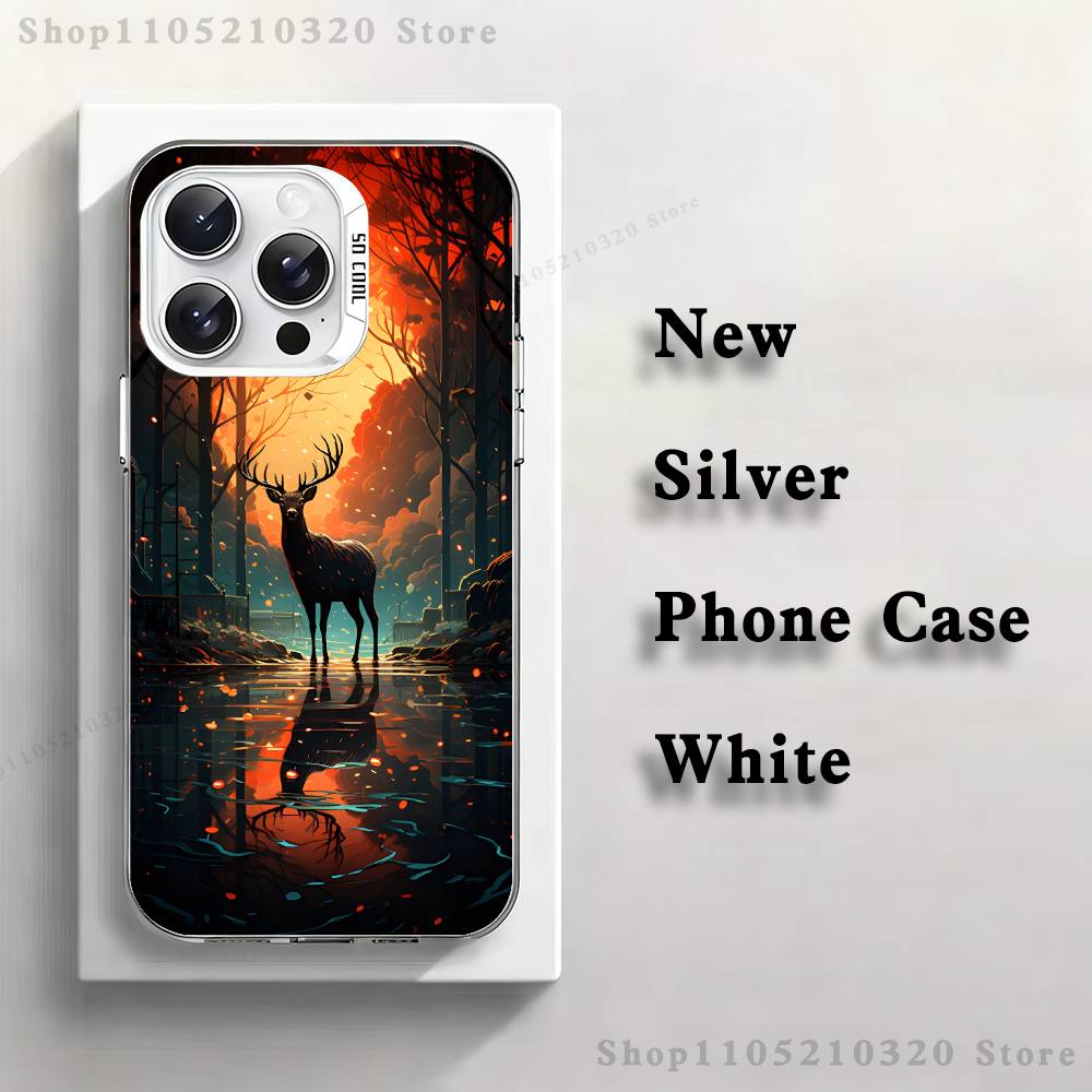 

Deer Forest Retro Phone Case For iPhone 17,16,15,14,13,12,11,Mini,Pro,E,MAX White Matte Silicone Whtie Cover iPhone15promax