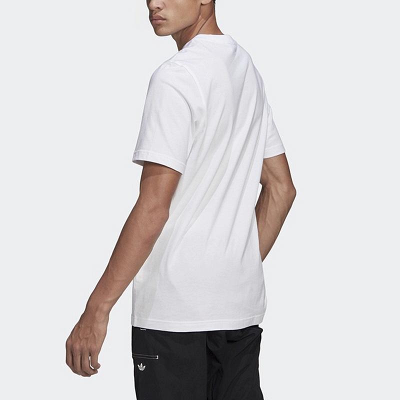 Adidas Originals Trefoil Logo Print Sports Crew Neck T-Shirt Men Tops White GN3485