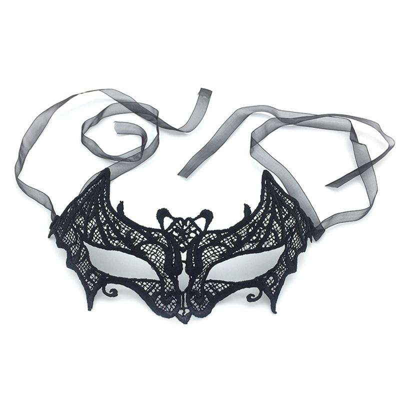 Dámská maska na obličej s dutou krajkou Sexy maska na oči Cosplay Prom Party Props