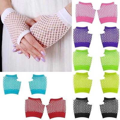 Mädchen Neon Kurze Netzfingerlose Handschuhe Handschuhe Partyhandschuhe Netz