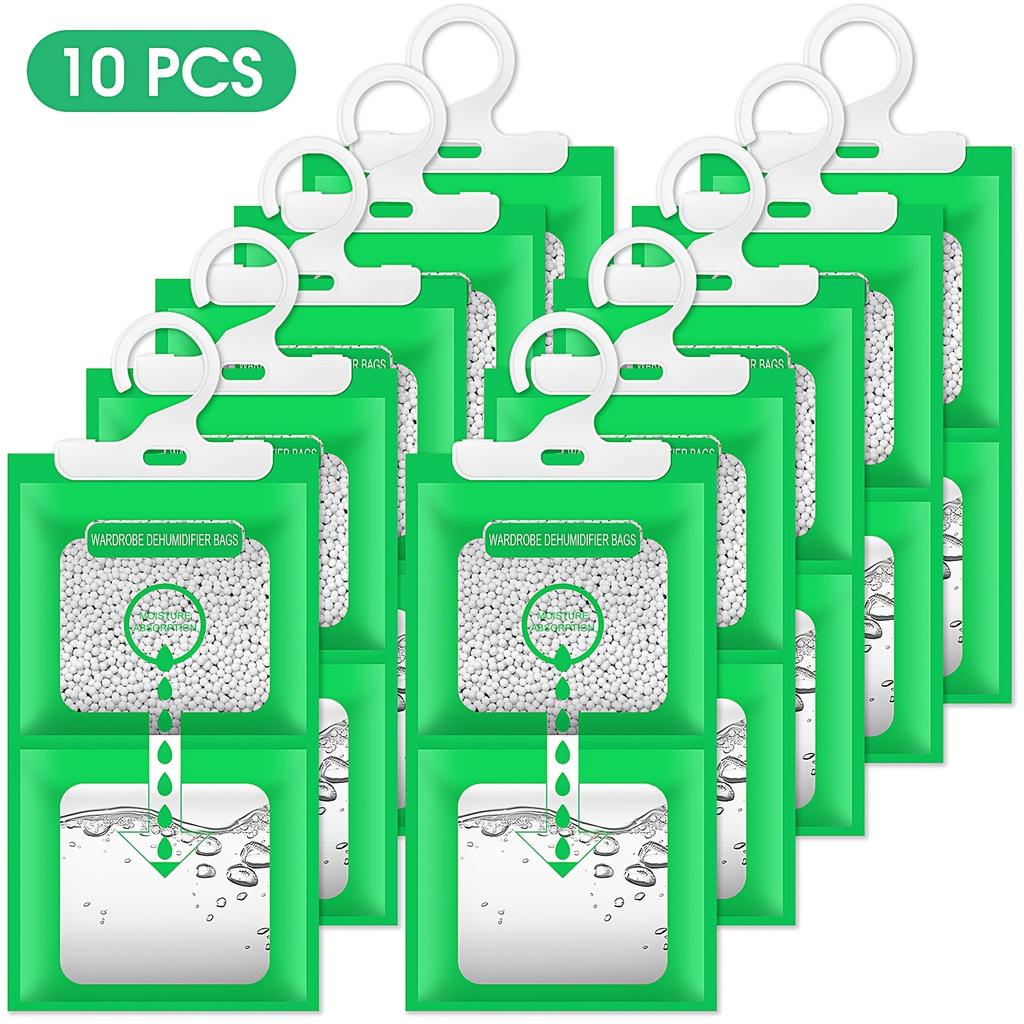 Moisture Absorbers 10 Pack Set, Hanging Closet Dehumidifier Bags, Humidity Packs, Desiccant, Closet Dehumidifiers With Fragrance Free