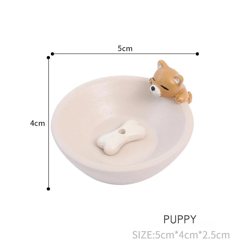 Cute Incense Stick Burner Ash Catcher Incense Holder Aromatherapy Plate Resin Rabbit Puppy Ornament for Home Spa Decoration