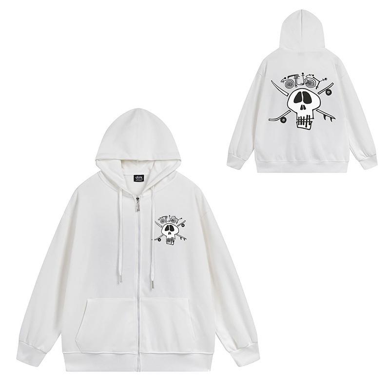Trendy brand zipper hooded autumn and winter new letter flame pai jiu couple coat