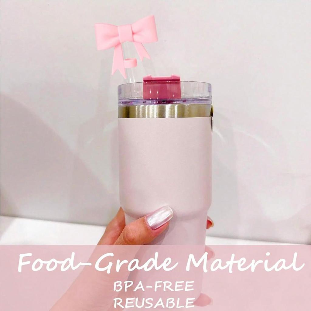 1/3pcs Bow Straw Covers Cap Toppers Compatible with Stanley 40 Oz Tumbler Cups for 0.4in/10mm Stanley Cups Straws Accessories
