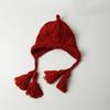 Fashion Windproof Knitted Wool Hat Tassel Lace-Up Design Ear Protection Cap Pullover Hat 3-9 Years For Kids Good Gift