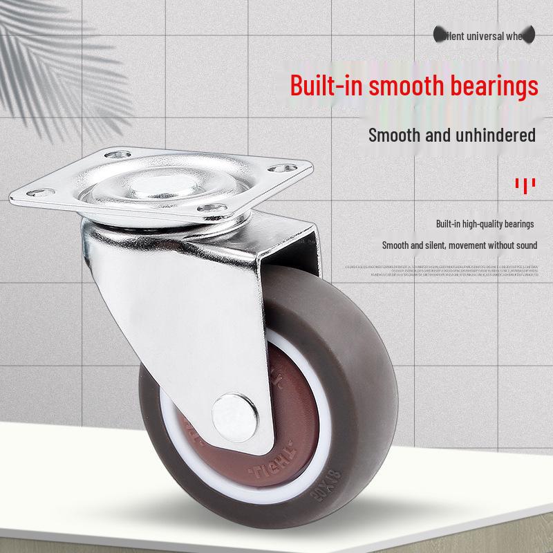 1.5" or 2" Heavy-Duty Silent Swivel Caster with Brake, Snap Ring, and Wear-Resistant Trolley Shelf Roller