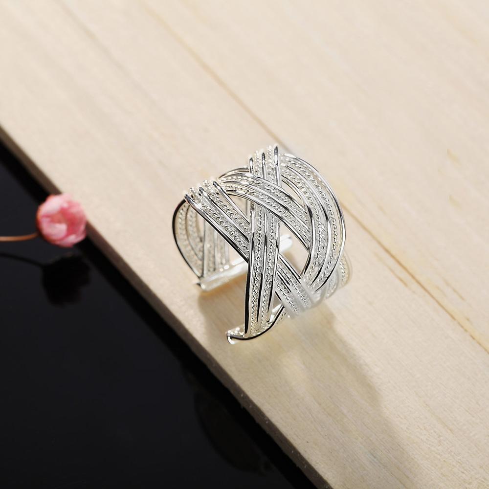 925 Sterling Silver Braided Open Ring Men And Women Wedding Jewelry