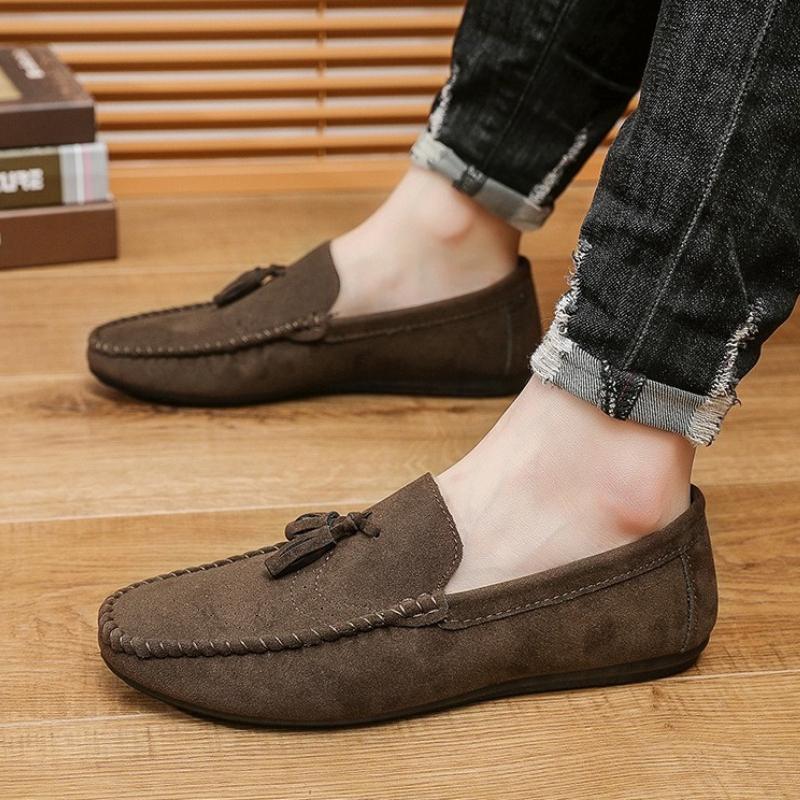 Fashion Suede Tassel Men'S Casual Leather Shoes Sneakers For Lazy People Comfortable Driving Shoes