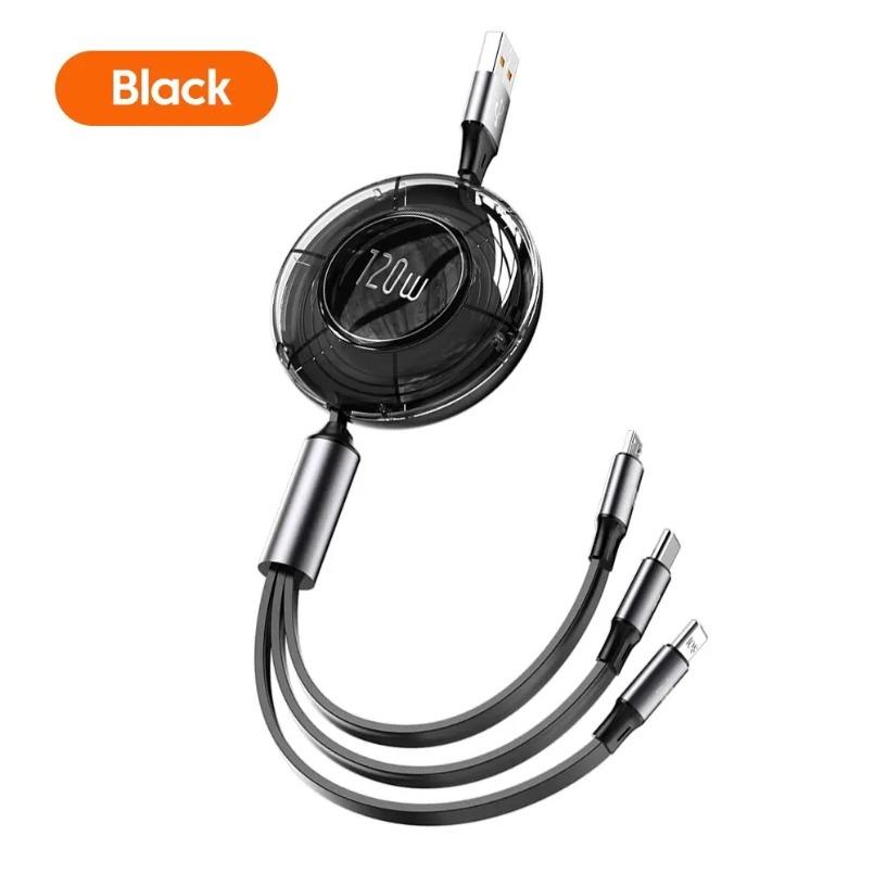 120W 3 in 1 USB Cable Micro USB Type C 6A Mobile Cellphone Charging For iPhone Samsung Xiaomi Phone Charger Data Cord Wire