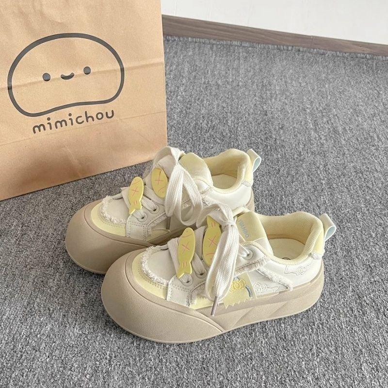 Niche Spring Women's Shoes Platform Heightening Shoes Bread Shoes Campus Style Versatile Casual Board Shoes
