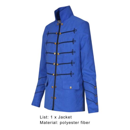 Men Gothic Jacket Embroidered Buttons Stand Collar Rock Frock Coat Vintage Punk Slim Fit Outwear Cosplay Costume