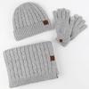 Womens Ladies Thick Knit Hat Scarf AND Touchscreen Gloves Set Knitted Winter