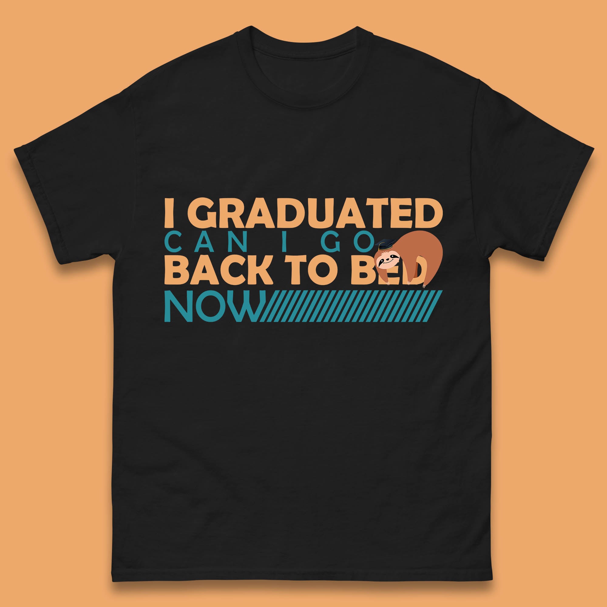 I Graduated Can I Go Back To Bed Now Funny Sleeping Sloth Graduation Mens Tee Top L