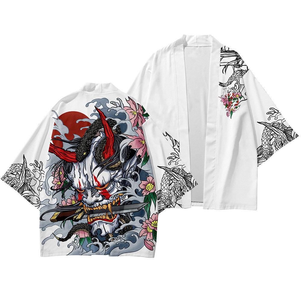 Anime Dragon Print Loose Cardigan for Men and Women, Japanese Streetwear, Harajuku Haori Kimono, Cosplay Top Shirts, Yukata
