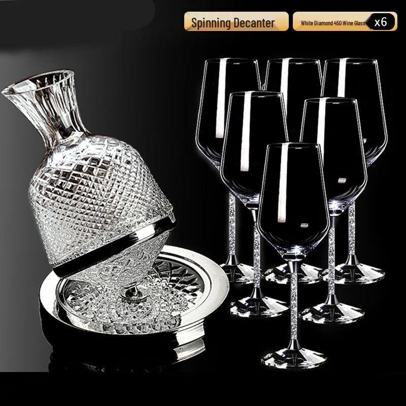 Naijiang Luxury Crystal Wine Glass Set with Rotating Decanter