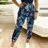 Summer Ladies Abstract Spiral Printed Sweatpants Loose Fit Drawstring Joggers Elastic Cuff Daily Casual Pants