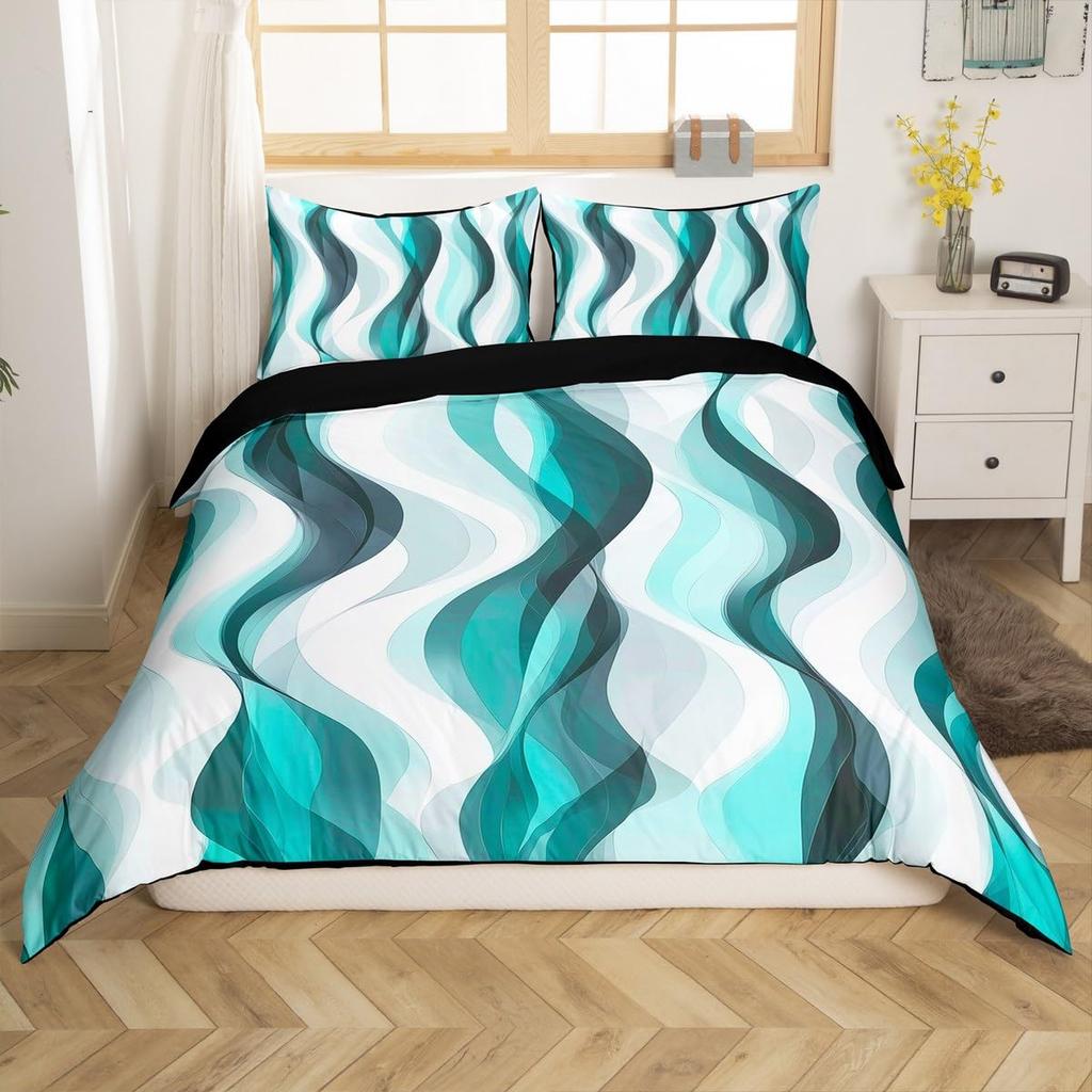 Boho Abstract Striped Duvet Cover Full Queen Size Minimalist Modern Geometric Bedding Set Mid Century Aesthetics Comforter Cover