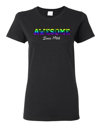 Ladies Awesome Since 1966 Colorful Happy Birthday Gift Funny DT T-Shirt Tee Unisex T-Shirt XXL