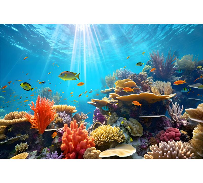 Underwater World Fish Coral Aquarium Theme Photography Backdrop, Children's Birthday Party, Home Decoration Photography Backdrop