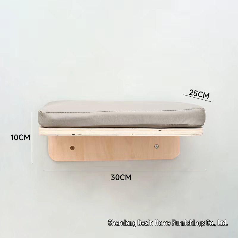 

Настінний дерев яний ігровий комплекс для котів зі скребком, платформою для стрибків та лежаком. As Shown