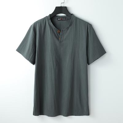 Cardigan estivo T-shirt a maniche corte da uomo in cotone e lino T-shirt da uomo casual a led Camicia maschile traspirante