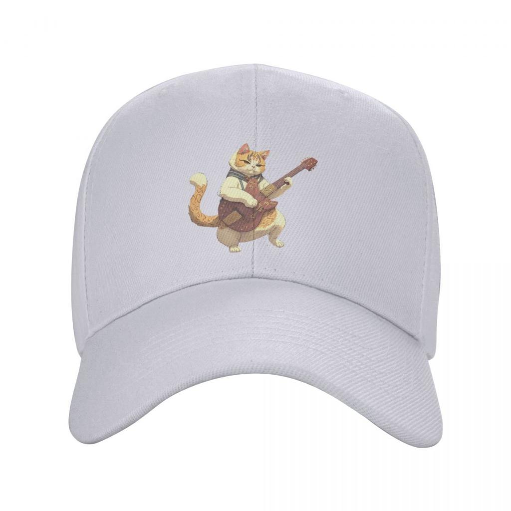 Gato Rockeiro Tocando Guitarra Desenho Animado Gato Guitarrista Bonés de Beisebol Snapback Homens Mulheres Chapéu Chapéu Ajustável Streetwear Boné de Beisebol Casquette