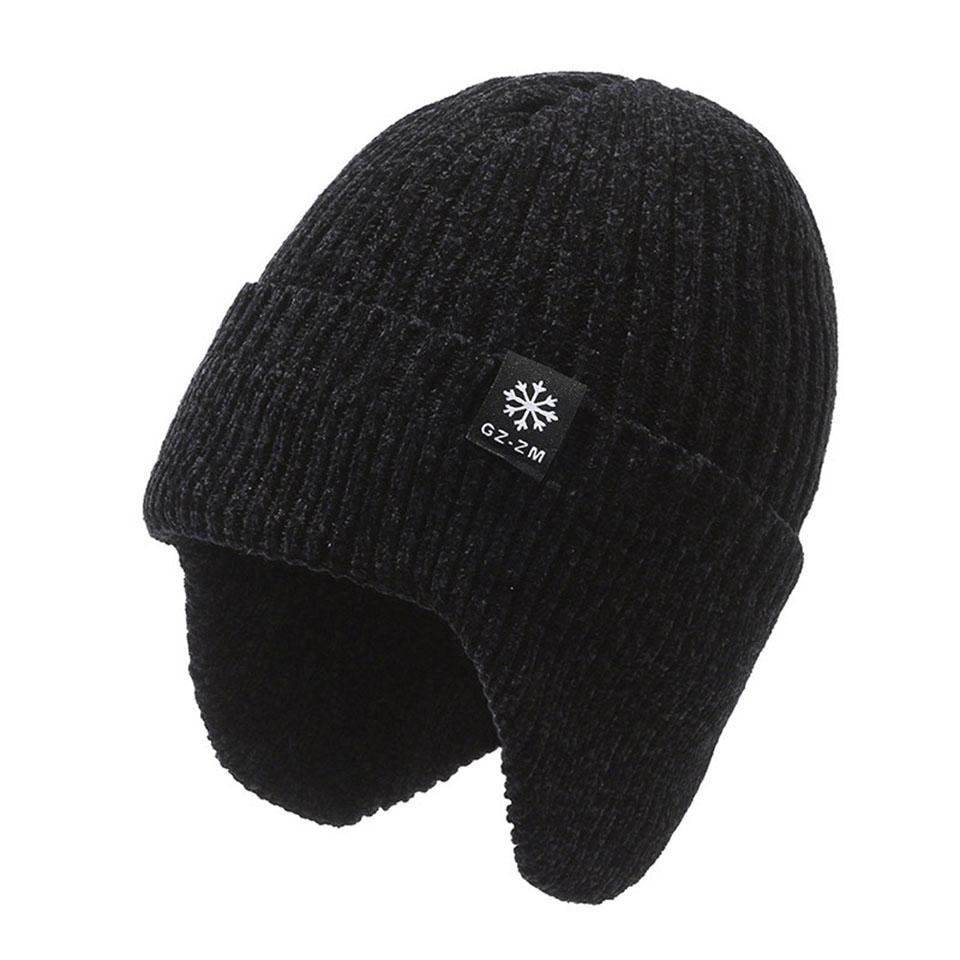 

Gobygo Winter Anti-Cold Padded Hat Middle-Aged Elderly People Thickened Knitted Wool Cap Elderly Outdoor Sports Warm Ear Unisex