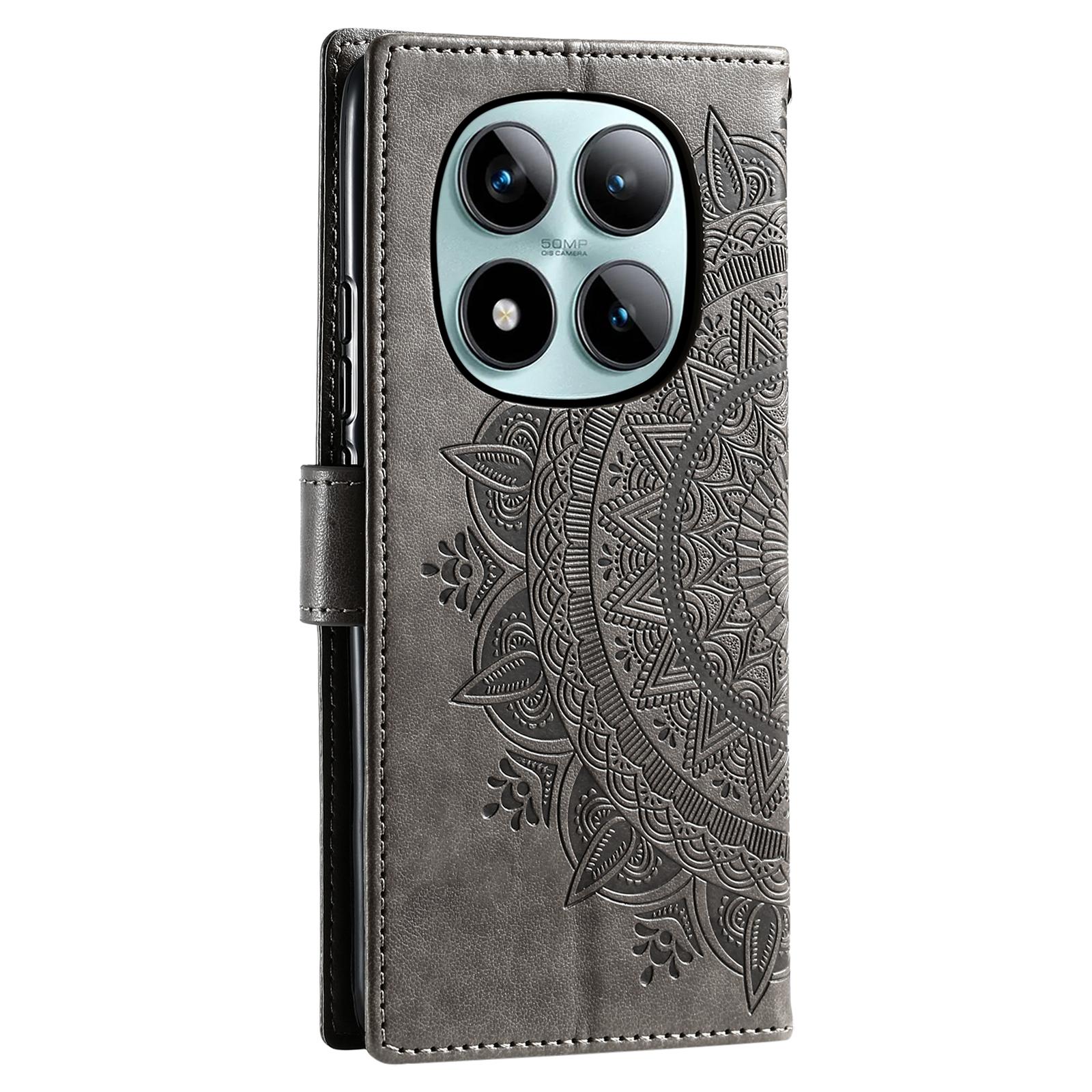 Кожаный чехол-бумажник с тиснением в виде цветка и слотом для карт для Xiaomi Redmi Note 15 Pro Plus 14 13 12 11 14C 13 RFID Флип-сумка с подставкой Redmi Note 13 Pro+ 5G бежевый