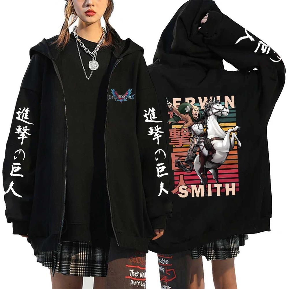 2025 Women's Sportswear Paired with Anime Hooded Warm Zipper Sweater Printed Original Design