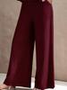Versatile Two-Piece Set: Round Neck Sleeveless Top & Wide-Leg Pants - Casual Solid Color Ensemble
