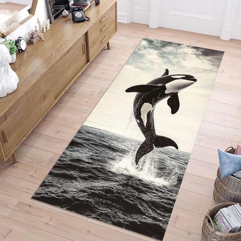 

Ocean Whales Pattern Runner Rug Modern Home Decor Hallway Carpet Soft Non-slip Floor Mat for Corridor Living Room Bedroom 40X120CM