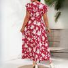 GMXIA Summer Women's V-Neck Tie Belt Large Size Red Dresses