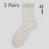 5 Pairs Girls Small Fresh Ring Glass Stockings Children's Summer Hollow Hollow Mesh Breathable Crystal Pile Socks
