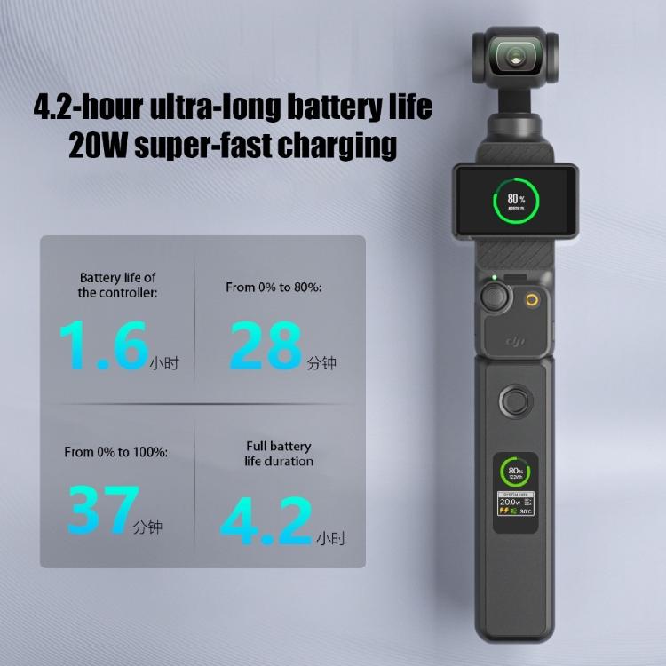 High Capacity Camera Handle for Pocket 3 With Real Time LED Power Monitoring And Rapid Recharge Capability