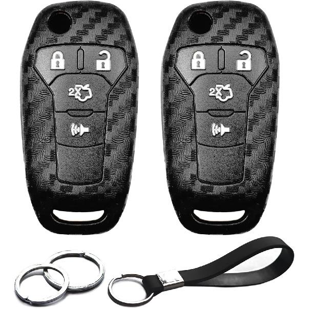 2pcs Compatible with Ford Key Fob Cover Case Key Chain for Ford Explorer F150 Fusion Bronco Transit F250 F350 F450 F550 F650 F750 Ranger Maverick