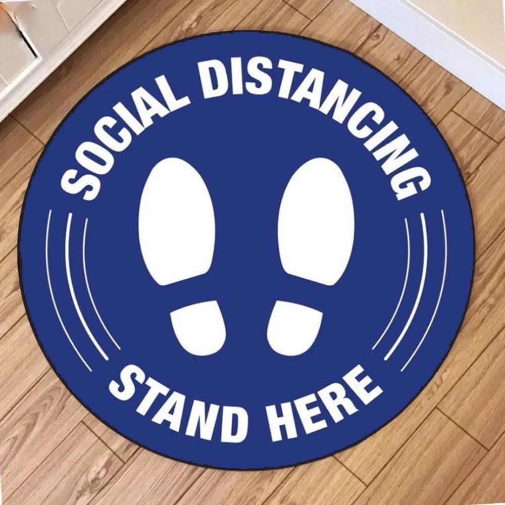 Footprint Logo Teppich Runder Teppich Cartoon Muster Bereichsteppiche Runder Bodenmatte Wohnzimmer Badezimmer Küche Teppichmatten Fußmatte