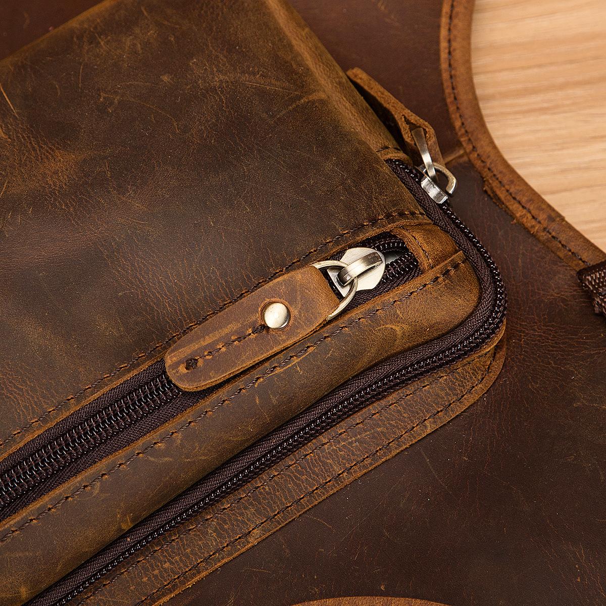 Кожаная винтажная уличная сумка Crazy Horse — фото 11