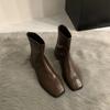 Spring Autumn Women Modern Ankle Boots Fashion Square Toe Short Booties Ladies Casual Low Heel Shoes