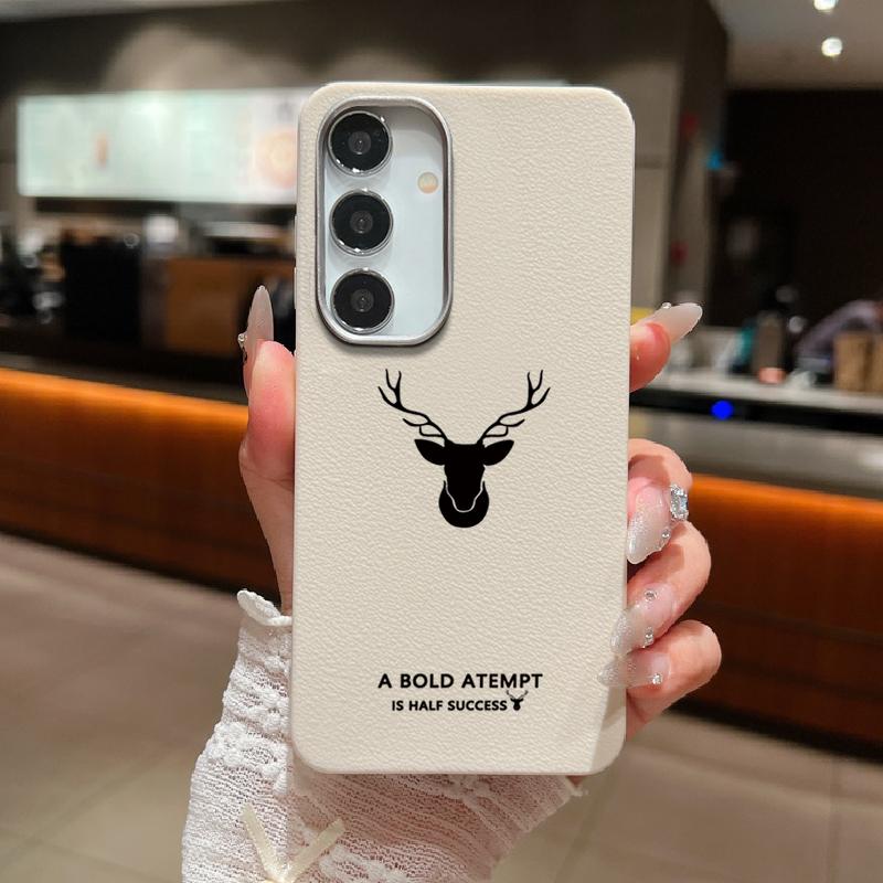 

Чехол ТПУ с текстурой кожи оленя, тонкий, противоударный, мягкий чехол для телефона для Samsung S25 Ultra S24 FE S23 S22 A16 A56 A36 A55 A15 A35, матовый Samsung A52 / A52S серый/бежевый