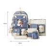 5 peças/conjunto Mochila Kawaii Feminina Coreana Fofa Mochila Estudante Menina Grande Capacidade Mochila Escolar Bolsa com Cordão Carteira
