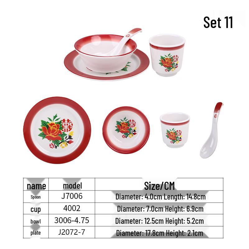 Qianxing Vintage Melamine Hotpot Tableware Set